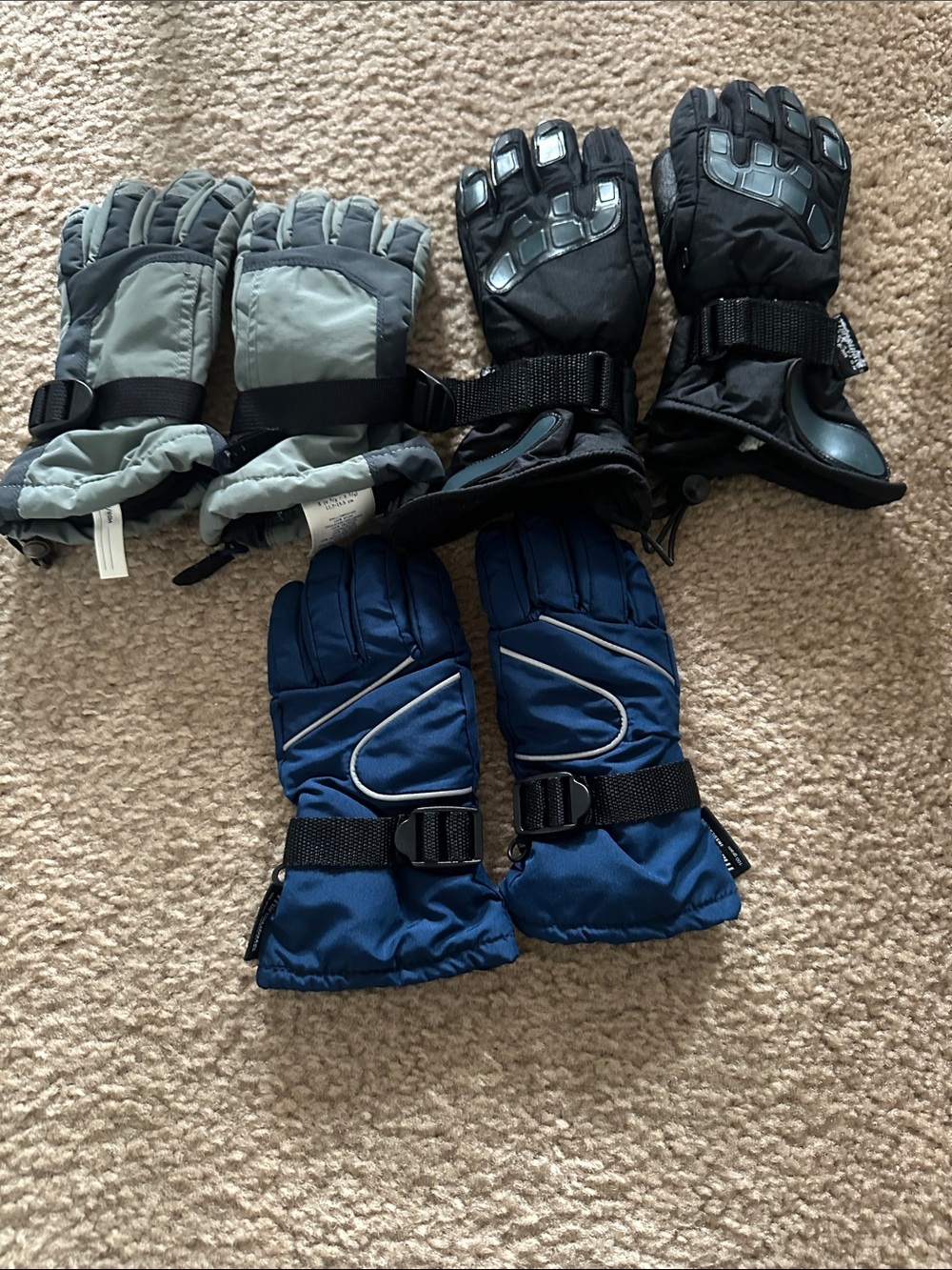 Bundle of 3 pairs Kids Gloves - Blue - black- grey